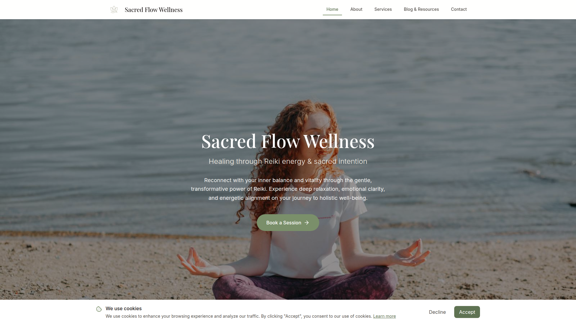 Sacred Flow Wellness — Giving a solo practitioner a booking system instead of an inbox.